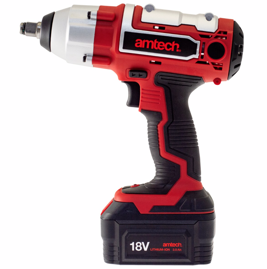 Amtec 1/2 Inch Impact Nut Gun 380NM Torque Cordless 3 Amp Hour Battery