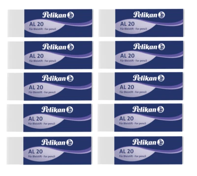 10 x Pelikan Radierer AL20 Radiergummi aus Kunststoff, weiß 619643