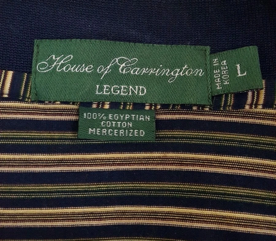 House of Carrington Legend Men's L Polo Golf Shirt Striped Egyptian Cotton-EUC - Image 3 of 4
