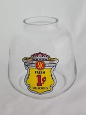 SILVER KING HAND BLOWN GUMBALL/PEANUT MACHINE GLOBE WITH 1 CENT DECAL - 007