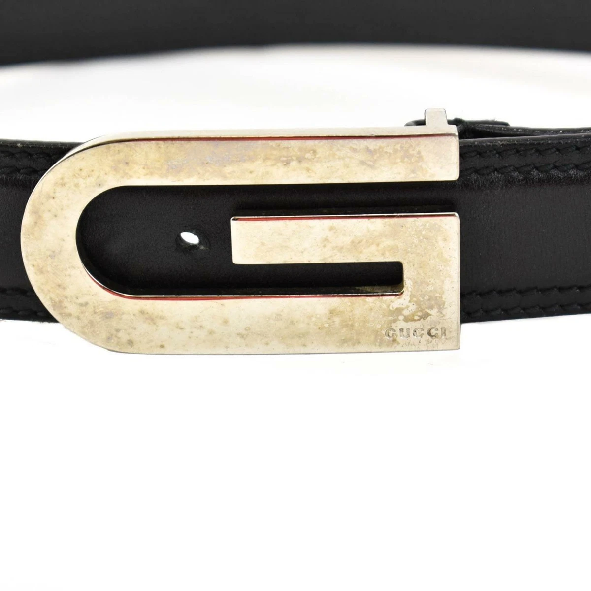 Gucci Ssima Leather Belt With Square G Buckle in Black