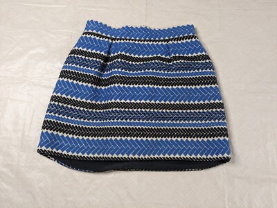 Nomad by Morgan Carper Skirt Women's L Blue Short Jacquard Pocket Lined
