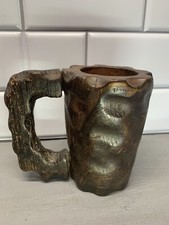 Vintage Hand Carved Wooden Cup Mug Preowned