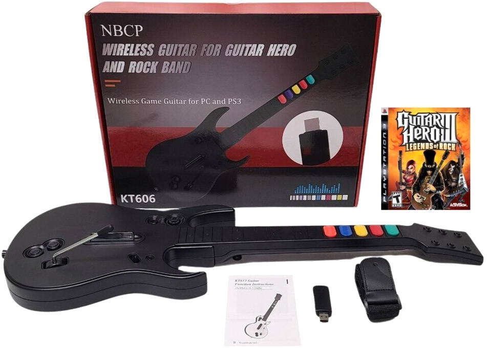 NEW PS3 Guitar Hero III 3 Game & 2x Rock Band Wireless Controller ...