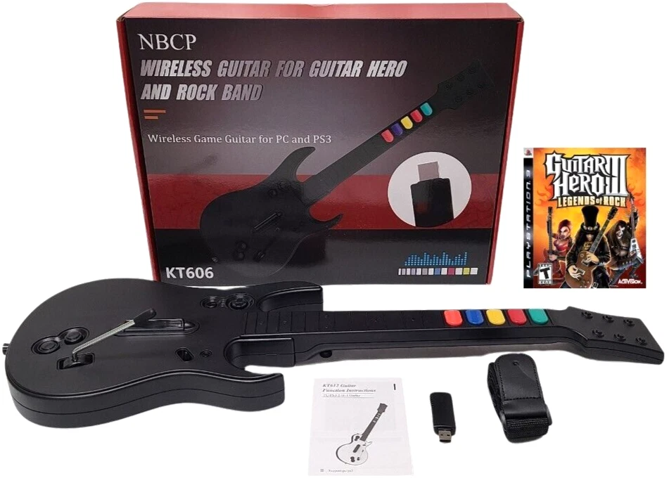 NEW PS3 Guitar Hero III 3 Game & 2x Rock Band Wireless Controller Bundle Set Kit - Image 3 of 4
