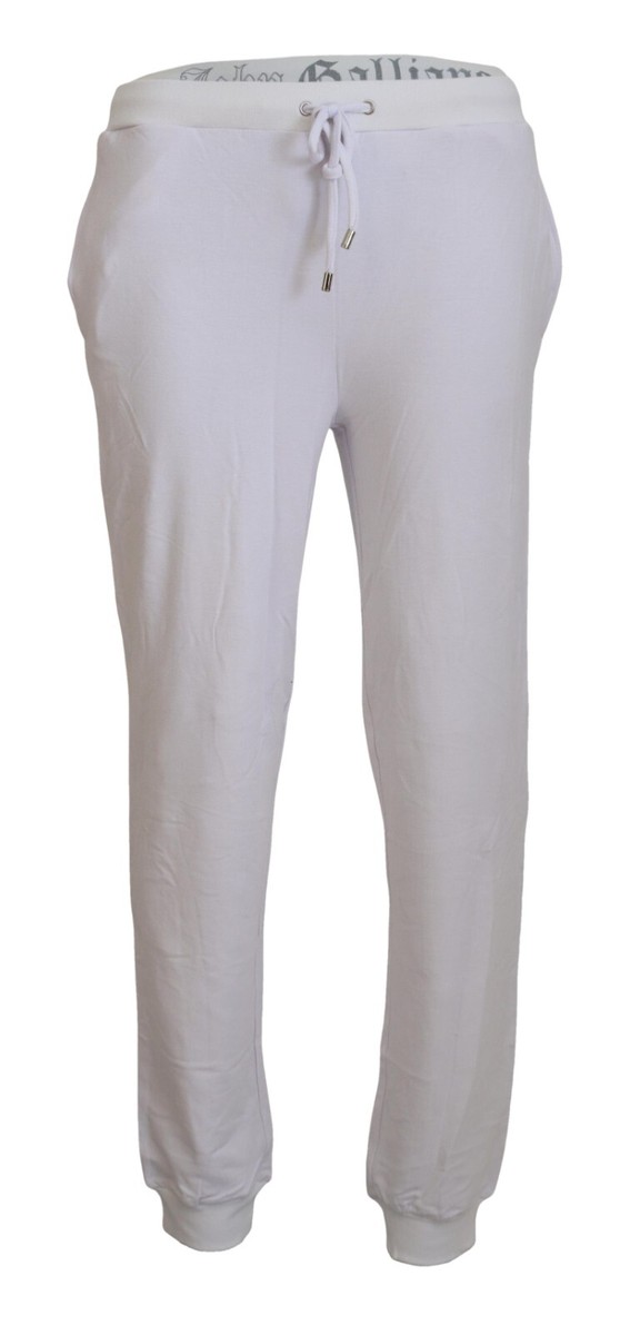 JOHN GALLIANO Pants White Cotton Logo Mens Jogger Trousers IT46