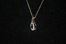 925 Sterling Silver and 5 Diamond Infinity Necklace with 18" Cable Chain 1 MM