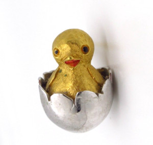 Vintage Avon Lapel Pin Chick Hatching From Egg Easter Jewelry Collectible
