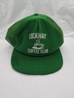 Vintage 80s Lockhart Coffee Club barista Trucker Green Hat Java Bean Shop 1980s