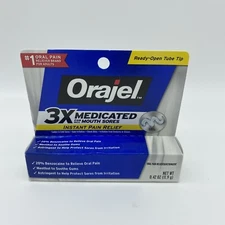 Orajel Mouth Sores Triple Pain Relief FAST ACTING GEL .42oz  (blue) EXP 02/23