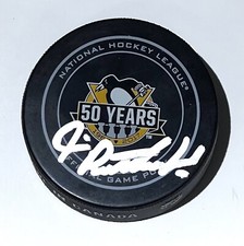 Jim Rutherford Pittsburgh Penguins Signed Official Game 50Years Puck HOF