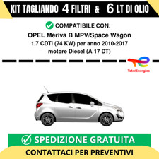 Tagliando per OPEL Meriva B MPV/Space Wagon 1.7 CDTi 74 kw - 6 Lt di TOTAL + ...