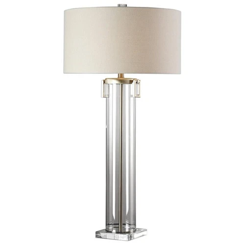 Uttermost Monette Steel Crystal Table Lamp in Brushed Nickel and Off White - Picture 1 of 4
