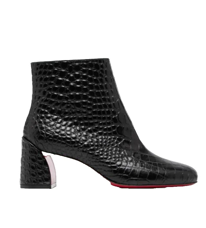 Cabedal de couro femininas Christian Louboutin Botas pretas para mulheres