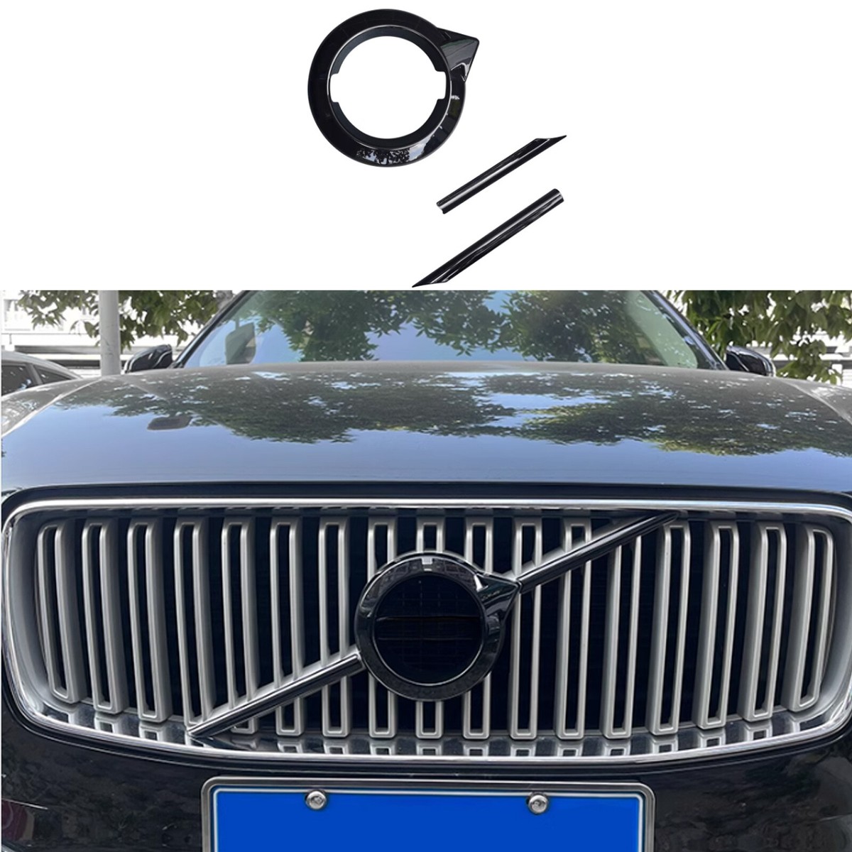For 2016-2019 Volvo XC90 Gloss Black ABS Front Grille Car Logo