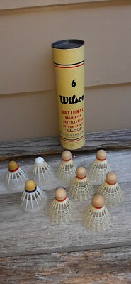 Vtg  Wilson National Badmition Shuttlecocks 6 In Can # T8902 + (3 w/ Japan  ) 