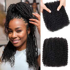 12 inch Afro Kinkys Curly Bulk Human Braiding Hair 4C Natural Black 1B 50g