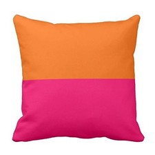 Half Orange and Bright Pink Throw Pillow case 16 x 16 (Pack of 1), Color 