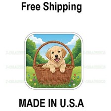 Golden Retriever Dog Basket Vinyl Decal Sticker Cute Pet Puppy A