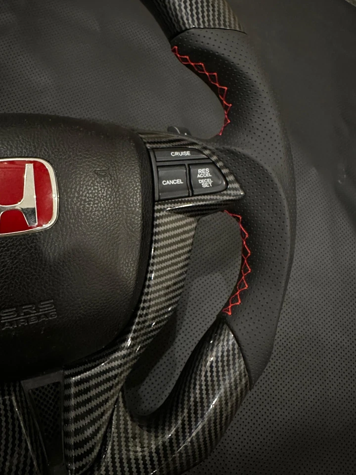 Volante de fibra de carbono Honda Accord octava generación cupé 2008-12 Odyssey 2011-17 Foto 3 de 4