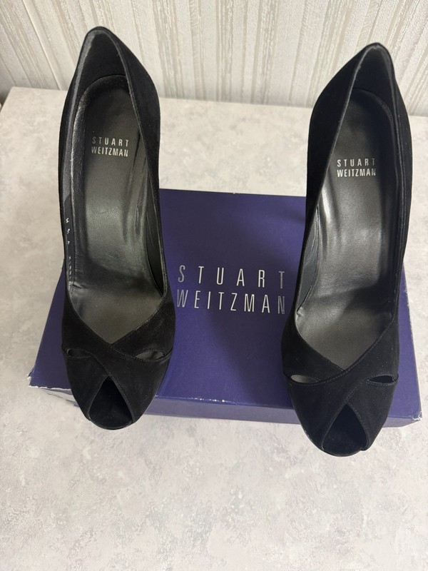 Stewart Weitzman Suede Peeptoe Pump Size 9.5M
