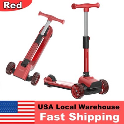 GLIDEZONE Child Kid Scooter 3 Wheel Kick Scooter Foldable Tilt Steering 3-14 Age