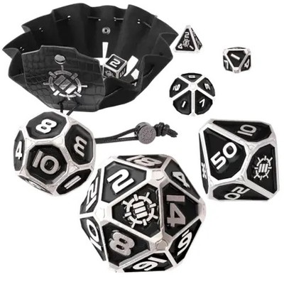 ENHANCE DnD Metal Dice Set - 7pc (Collector's Edition Black) | ENHANCE Gaming