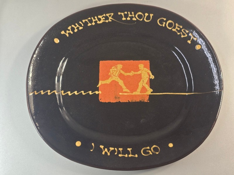 Prue Cooper Studio Pottery Slipware Platter Whither Thou Goest Earthenware Dish