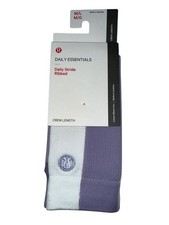 Lululemon Daily Stride Ribbed Crew Socks Purple White Cushioned Medium Large NEW