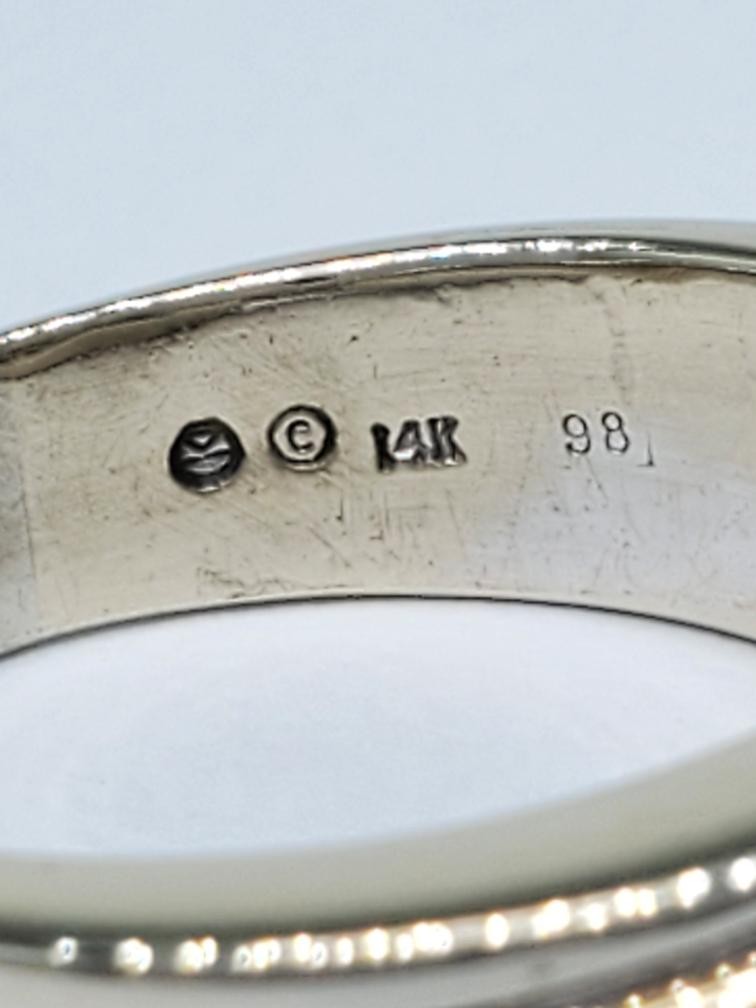 Diamond Wedding Ring Solid 14K Two Tone Gold (AP1… - image 6