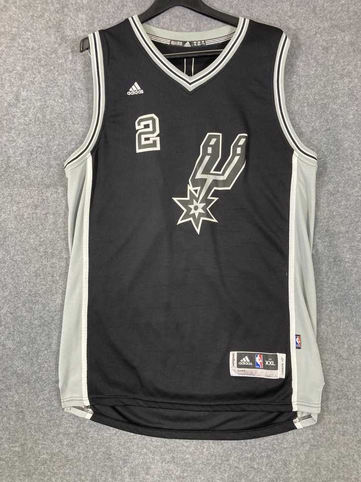 Camiseta Swingman San Antonio Spurs Adidas Kawhi Leonard #2 2XL preta cinza gola V - Imagem 3 de 4