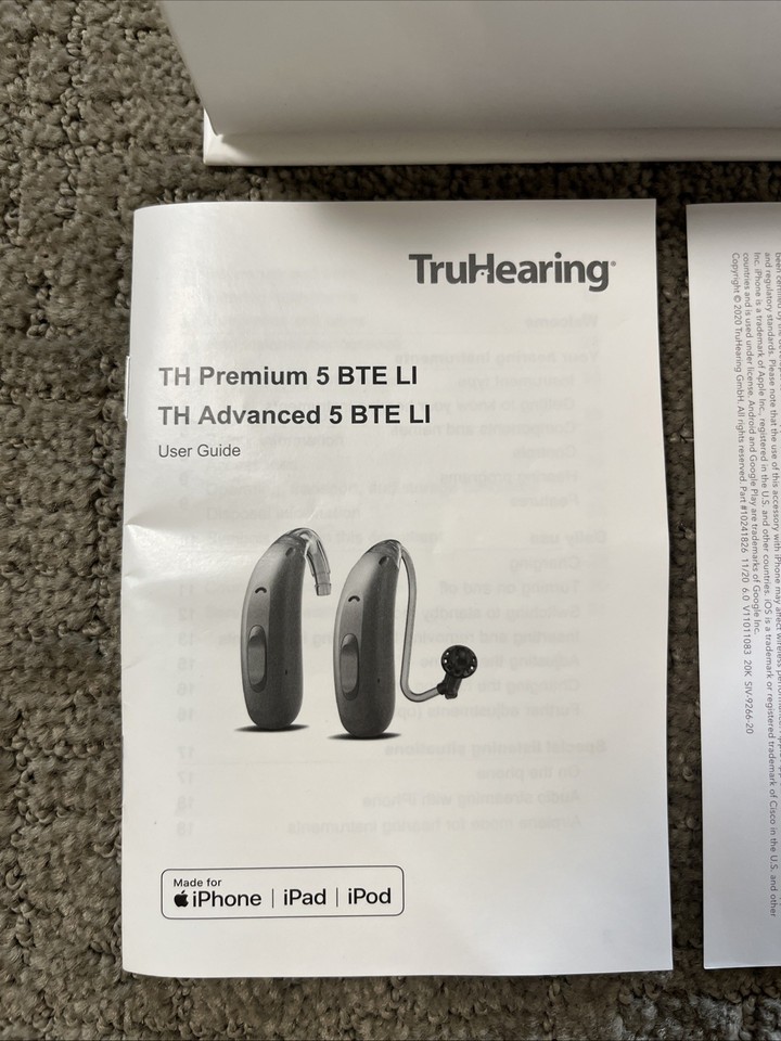 TruHearing TH Advanced 5 BTE LI Rechargeable Hearing Aid w Charger