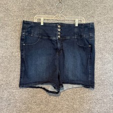 Torrid Shorts Women 20 Blue Denim Button Fly High Rise Stretch Plus Size Jean