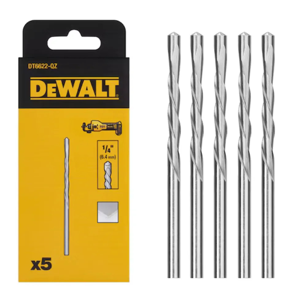 5 frese per cartongesso da 6,4 mm 1/4 per rifilatore e fresino DEWALT DT6622-QZ