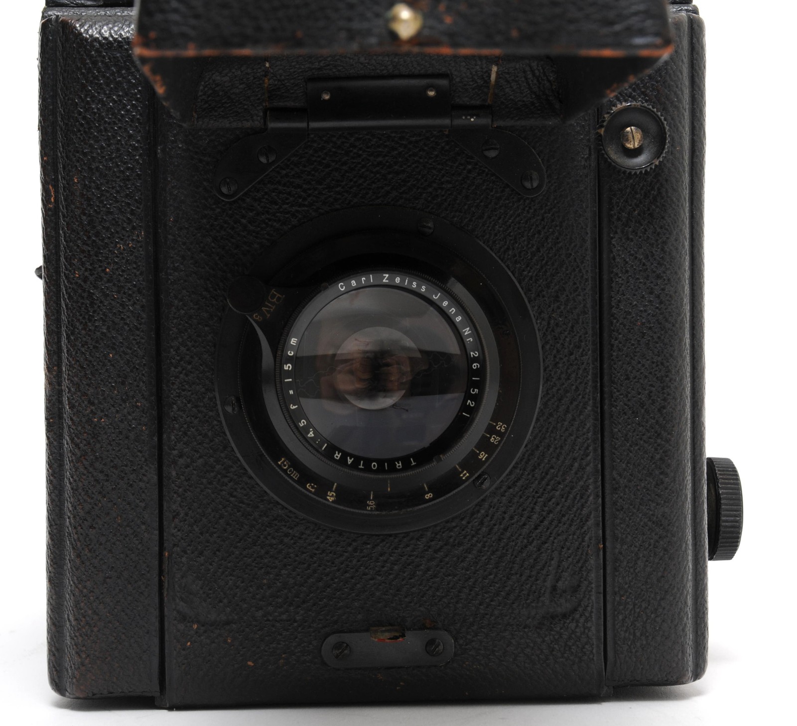Popular Pressman 접이식 카메라, Houghton-Butcher w. Zeiss Jena Triotar 4.5/15cm 4
