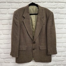 Vtg Oscar de la Renta Mens Sport Coat Blazer 41R 100 Wool 2 Button Houndstooth