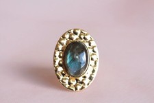 Natural Labradorite Ring 18k Gold Plated Gemstone Ring Women Ring Wedding Ring