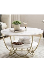 Ulifance 30 Round Coffee Table, 2-Tier Modern Coffee Table with Storage