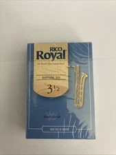 RICO ROYAL BARITONE SAXOPHONE SAX REEDS FRENCH CUT (10 REEDS) STRENGH 3.5 SEALED