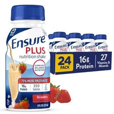 Ensure Plus Strawberry Nutrition Shake,Meal Replacement Shake,8 fl oz ,24 Pack.