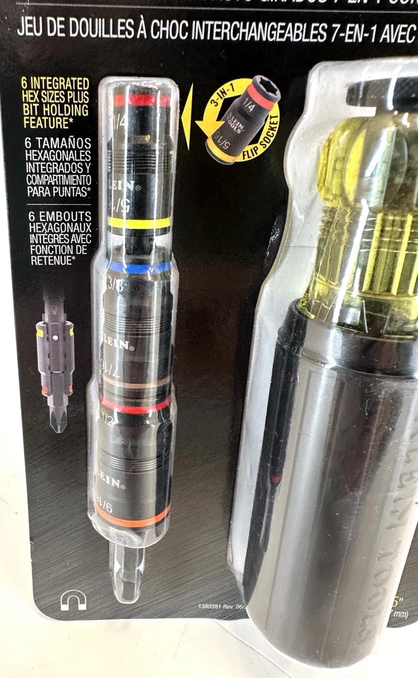 Klein Tools 7 em 1 soquete flip de impacto conjunto de vários bits com alça modelo 32910 - Imagem 3 de 4