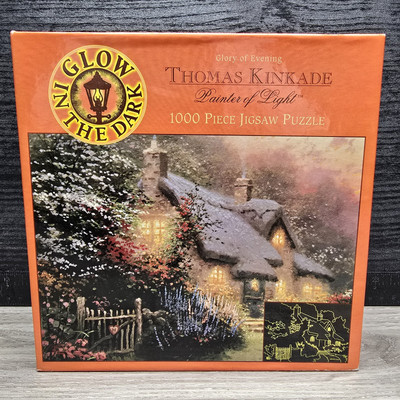 Thomas Kinkade Jigsaw Puzzle ''Glory Of Evening'' 1000 Pc Glow In The Dark-New 