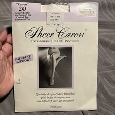 Vintage Sheer Caress Extra Sheer Support Pantyhose Sz Long Caress 20 Bone