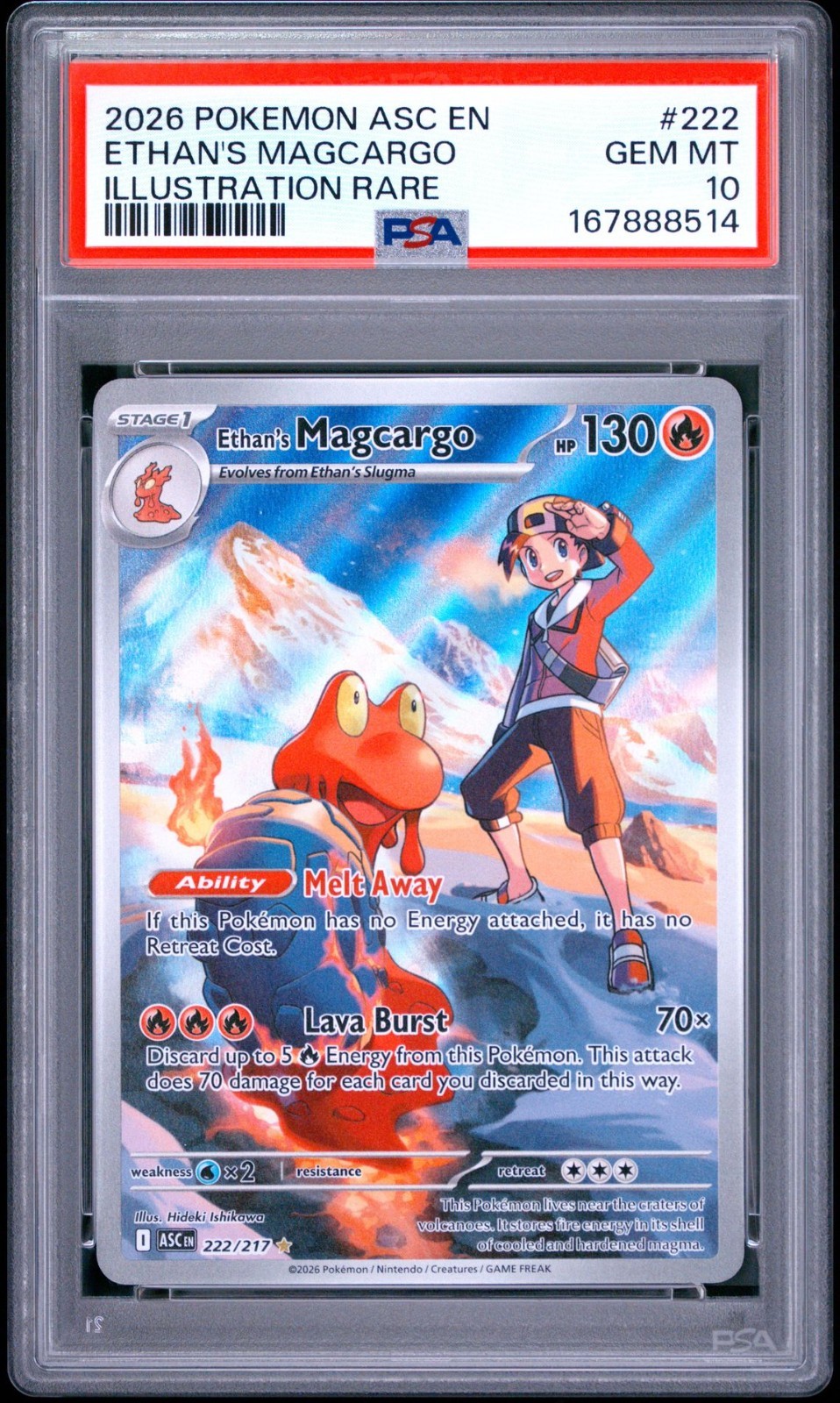 2026 Pokemon Ascended Heroes Ethan's Magcargo Illustration Rare #222 PSA 10