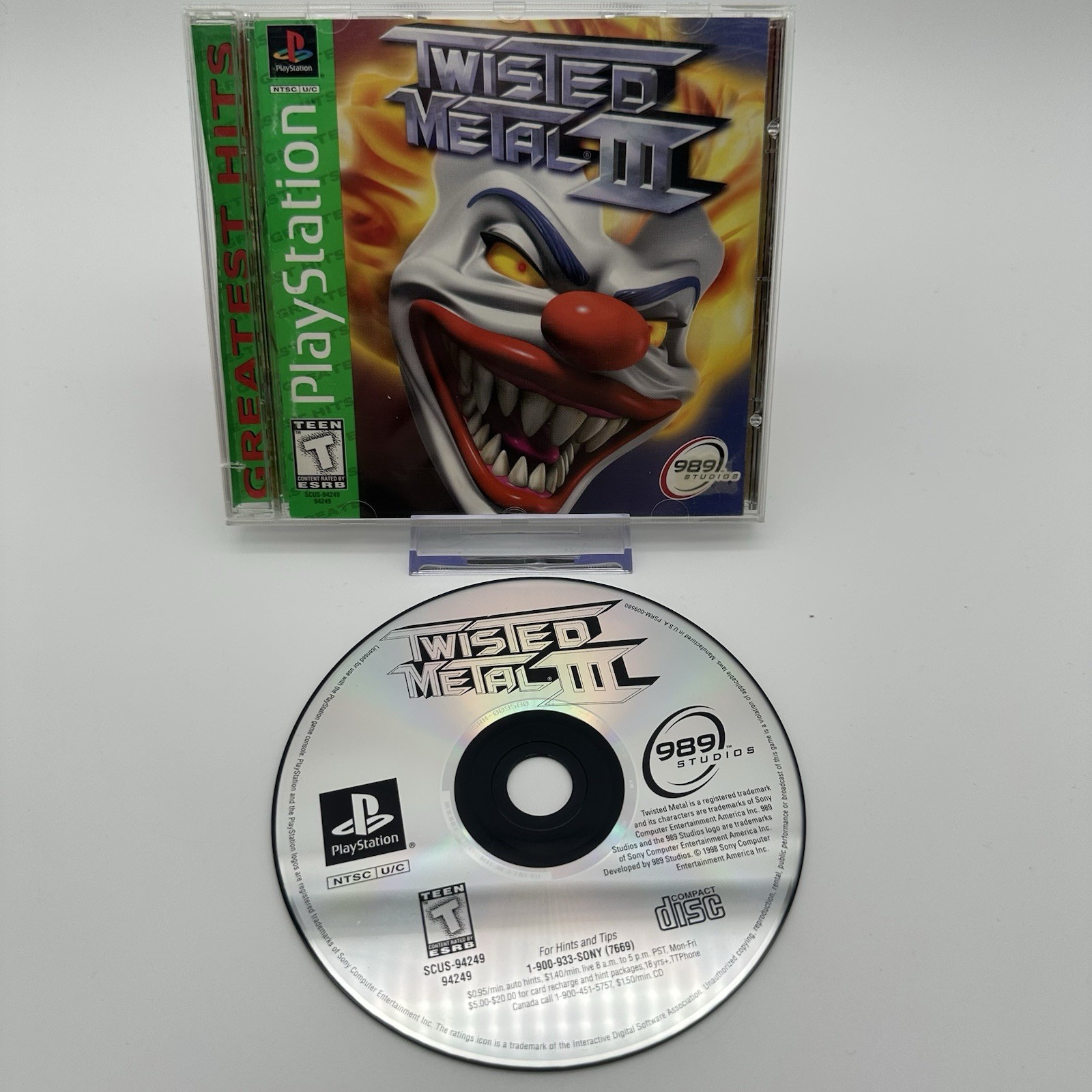 Twisted Metal III 3 Greatest Hits PS1 Complete CIB Tested Working (See Pics)