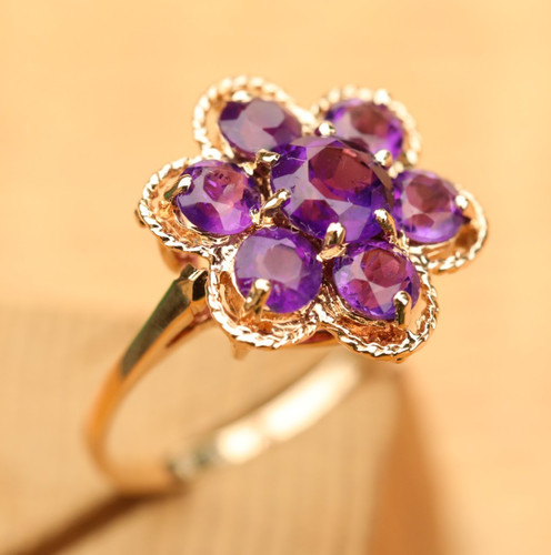 Amethyst Flower Cluster Ring