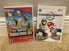 New Super Mario Bros & Mario Kart Lot Bundle Nintendo Wii *TESTED*