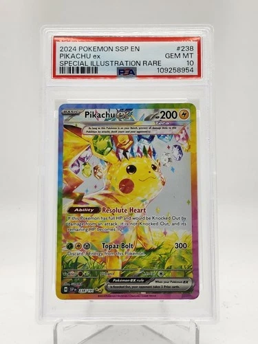 PIKACHU EX 2024 POKEMON SURGING SPARKS SIR #238/191 PSA 10 Q0895