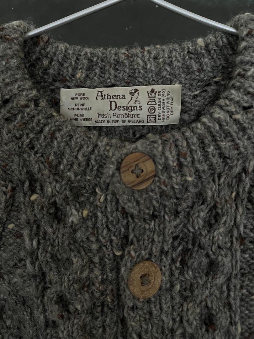 Athena Designs Wool Knit Sweater Gray Cable Knit | eBay