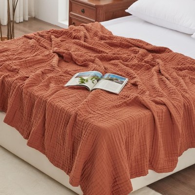 100% Cotton Muslin Blanket, 6 Layer Lightweight Breathable Gauze King Size Bl...